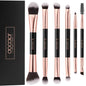Docolor Double Sided Makeup Brushes, 6Pcs Double Ended Eyeshadow Brush Set Professional Eye Makeup Brushes Set Foundation Eyeshadow Blending Eyebrow Travel Make Up Brushes Kits - color: 6 Pcs