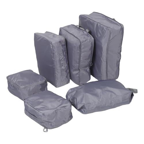 Milisten 6pcs Travel Packing Cubes Set with Double Zipper Luggage Organizer Bags for Clothing, Cosmetics, and Laundry – Gray Memory Fabric Suitcase Organizer for Business Trips and Travel
