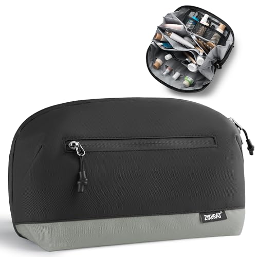 Zikurat Toiletry Bag for Men & Women, Travel Dopp Kit with Magnetic Pouch, Waterproof Zipper & Wet Dry Separation, 180° Lay Flat Cosmetic Organizer, Large Capacity Travel Essentials (S/M/L) - color: Brown, size: Large