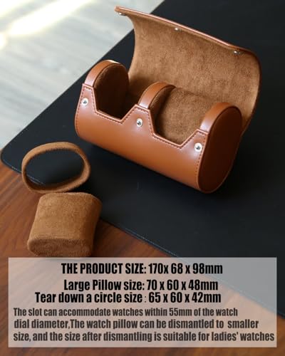 Watch Roll Travel Case for Men and Women with Suede Lining Portable 2 Slot Watch Display Storage and Organizer to Holder Large Watch(2 Slot Light Brown) - color: 2 Slot Light Brown
