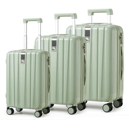 Hanke Luggage Sets 3 piece Carry On Luggage with Wheels PC Hard Shell Suitcases Lightweight Checked Travel Luggage Large Travel Suitcase Woman Men 20/24/29 Inch(Bamboo Green) - color: Bamboo Green, size: 3 Piece Set（20/24/29）