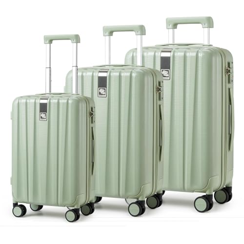Hanke Luggage Sets 3 piece Carry On Luggage with Wheels PC Hard Shell Suitcases Lightweight Checked Travel Luggage Large Travel Suitcase Woman Men 20/24/29 Inch(Bamboo Green) - color: Bamboo Green, size: 3 Piece Set（20/24/29）