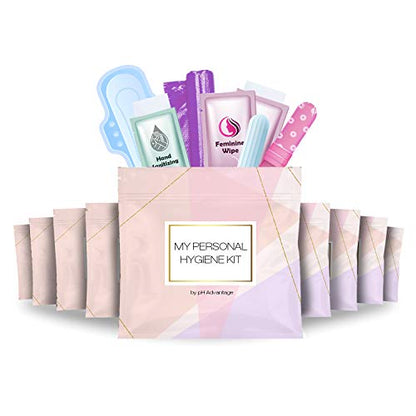 Light Rose Style Menstrual Kit All-in-One 10 Pack | Convenience on The Go | Period Kit Pack for Travelling, Tweens & Teenagers or just When You’re Out | Individually Wrapped Feminine Hygiene Product - color: Light