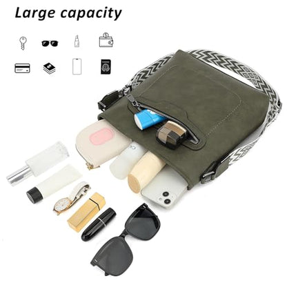 TANTOMI Crossbody Bags for Women Casual Crossbody Purses for Women Travel Shoulder Bag Handbags with Adjustable Strap - color: Dark Green