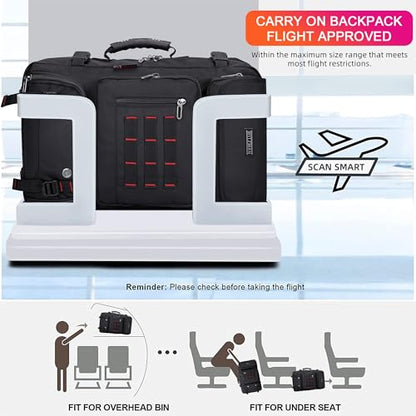 WITZMAN Carry on Travel Backpack for Men Women Airline Approved Convertible Nylon Duffle Backpack Luggage Bag (B682 Black) - color: 01.black
