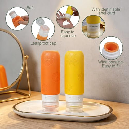 16 Pack Travel Bottles for Toiletries, Silicone TSA Approved-Containers for Toiletries, 3oz Silicone Travel Bottles Set Leak Proof Refillable Liquid, Shampoo and Conditioner Travel Toiletry Bottles - color: Green