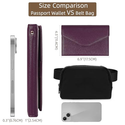 ZOPPEN Mulit-purpose Rfid Blocking Passport Holder Travel Wallet (Ver.4) Passport and Vaccine Card Holder ComboTri-fold Document Organizer Travel Essentials - color: #8 Wine Red / Burgundy