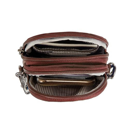 Travelon Anti-Theft Boho 2 Compartment Phone Crossbody - color: Paprika
