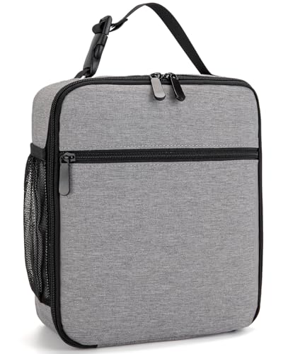 Lunch Box for Women Men Adult Insulated Lunch Bag Women Men Small Reusable Lunchbox for Work Picnic Travel (Gray) - color: Gray