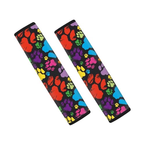 Colorful Dog Paw 2Pcs Car Seat Belt Cover Pads,Seat Belt Cushion Comfortable Anti-Slip Universal Auto Seat Straps for Vehicle Truck SUV Van Sedan - color: Colorful Dog Paw