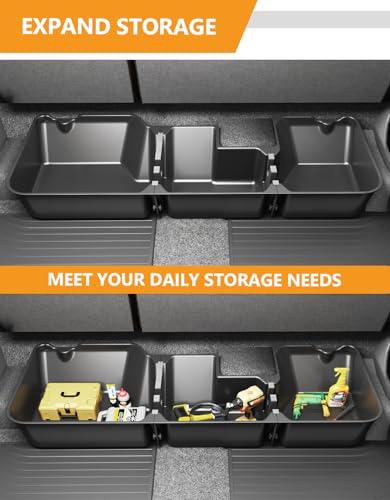 KINGGERI Under Seat Storage Boxes - Compatible with 2019-2026 Dodge Ram 1500 Crew Cab (Not for Classic), Heavy Duty Upgraded Rear Under Back Seat Storage Truck Cargo Black Tool Box Organizer - size: Compatible with 2019-2026 Dodge Ram 1500