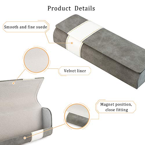 LifeArt Eyeglass Case Hard Shell, Portable Sunglass Case, Fashionable PU Leather Eyeglass Case, Lightweight - color: B_641_gray