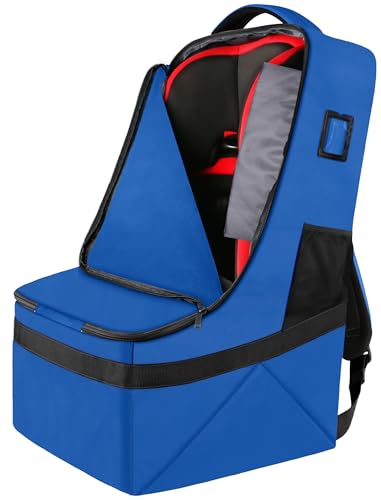 YOREPEK Car Seat Travel Bag, Padded Car Seats Backpack for Air Travel, Heavy Duty Carseat Travel Bag for Airplane, Airport Gate Check Bag (Blue) - color: Blue