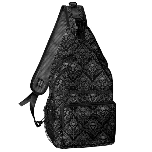Black Skull Crossbody Bags for Women Men Trendy Sling Bag Backpack Casual Chest Bag Shoulder Strap - color: Color 4