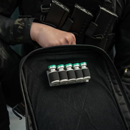 M-Tac Modular Ampoule Organizer Insert | Tactical Insert with Elastic Loops & Loop Velcro Backing | Fits Medical Kits & Backpacks, 5 Slot - color: Black, size: 10 ml