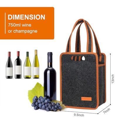 Foyego 2 Pack 6 Bottle Wine Tote Bag, Insulated Thermal Padded Wine Carrier Tote, Reusable Wine Bags for Wine Bottles Travel, Camping and Picnic, Perfect Wine Lover Gift - color: 6 Bottle-2pack