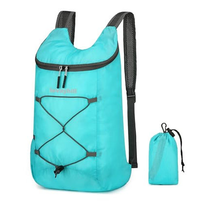 levayhill 16L Foldable Hiking Backpack,Small Packable Daypack,Lake Blue | Lightweight ,Outdoor Collapsible Rucksack,Ultralight Folding Back Pack, Water Repellent, Men Women Travel Gym, Easy Carry-on - color: Lake Blue