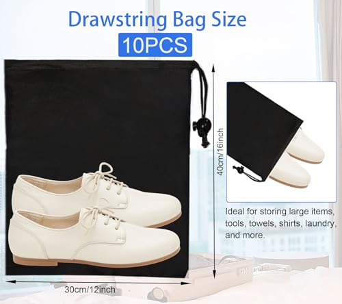 10-Pack Drawstring Bags with Toggle Closure - Lightweight & Durable Nylon Gym Bags for Sports, Travel and Daily Use - size: 12 x 16 Inch
