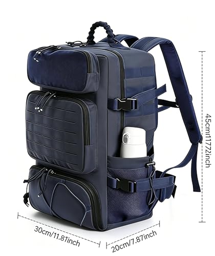 35l 1000D waterproof material,Tactical Backpack for Men and Women, Military Backpack with Shoe Compartment, Travel Hiking Hunting Gear Bag with Molle System, Blue - color: Navy Blue 35l