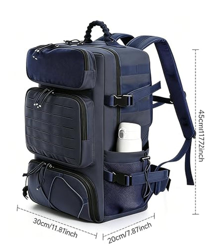 35l 1000D waterproof material,Tactical Backpack for Men and Women, Military Backpack with Shoe Compartment, Travel Hiking Hunting Gear Bag with Molle System, Blue - color: Navy Blue 35l