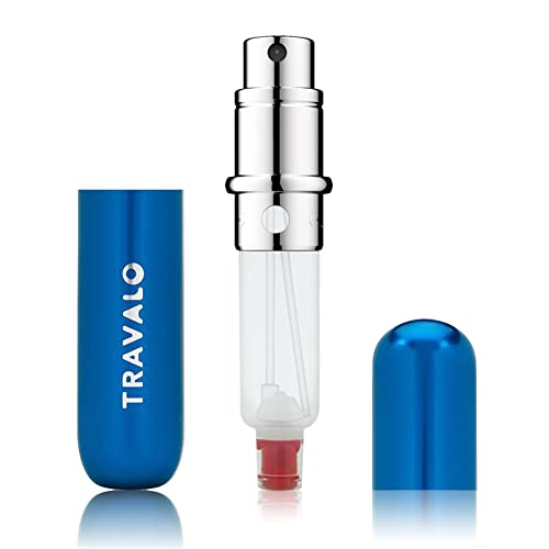 Travalo Classic HD Perfume Atomizer - Leak-Proof and TSA Approved for Air Travel - Reusable, Airtight, Easy-Fill Mini Pump Sprayer - Lightweight, Elegant Design w/Volume Window - Blue - 0.17oz - color: Blue