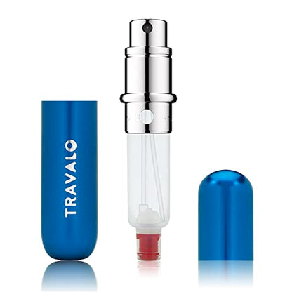 Travalo Classic HD Perfume Atomizer - Leak-Proof and TSA Approved for Air Travel - Reusable, Airtight, Easy-Fill Mini Pump Sprayer - Lightweight, Elegant Design w/Volume Window - Blue - 0.17oz - color: Blue