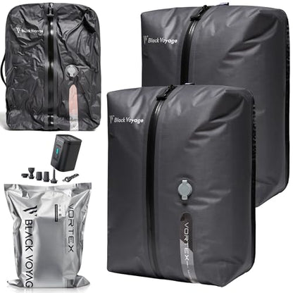 Black Voyage Reusable Vacuum Compression Travel Bag for Carry-On Suitcase and Backpack, Recycled IPX8 Waterproof Space Saver Vacpack (2-Pack, 18L - Pump Included) - color: Gray 18L (2-Pack), size: 18L (Air Pump Included)