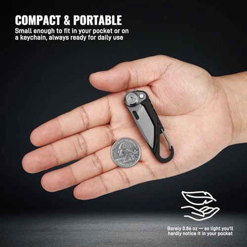 TACRAY Vinto 5-in-1 Small Pocket Knife – Ultra-Light Compact Multitool with Utility Knife, Seatbelt Cutter, Bottle Opener, Flathead Screwdriver & Keyring Attachment for Everyday Carry (Black) - color: Black