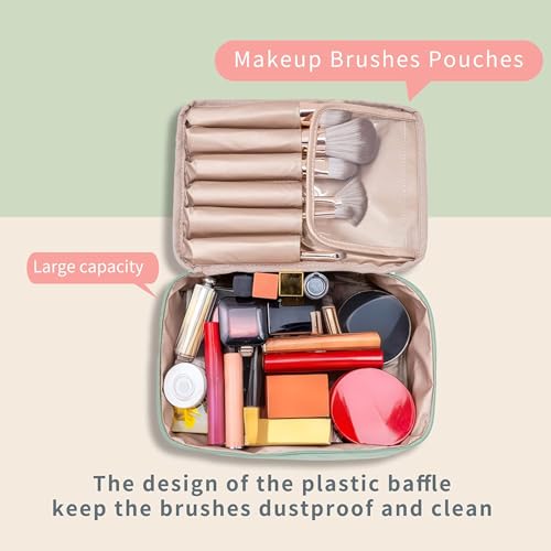 Queboom Travel Makeup Bag Cosmetic Bag Makeup Bag Toiletry bag for women and men (Green) - color: Green
