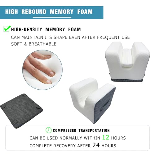 Knee Replacement Pillow - 4 Adjustable Heights for Full Straight-Leg Extension - Post Surgery Recovery Equipment with Handle - Leg Elevation Wedge for ACL Surgery, Hip & Knee Rehab
