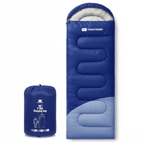 Sleeping Bags for Adults & Kids 3-4 Seasons, 40°F-65°F Warm Camping Sleeping Bag, Lightweight Waterproof Compact Backpacking Sleeping Bag with Compression Sack for Hiking Travel Outdoor Indoor - color: L Blue