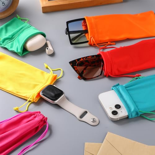 Shinylin 24 Pcs Sunglass Pouch Drawstring Microfiber Pouch Multicolor Soft Sunglasses Case Sunglasses Bag Eyeglass(Bright Colors,Fresh) - color: Bright Colors, style: Fresh