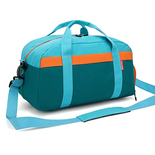Kids Duffle Bag for Boys or Girls, Fit Sports Practice, or Overnight Travel Weekend (Blue Green) - color: Blue Green