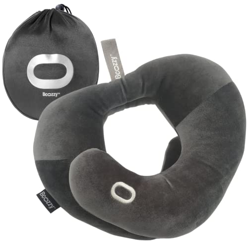BCOZZY Neck Brace Pillow - Patented Relief for Neck Pain and Supportive Sleep-Soft, Washable, and Adjustable for Comfortable Resting. Gray Large - color: Flat Back Gray, size: Large