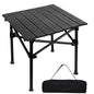SHANQUAN Folding Camping Table, 27.6 × 27.6 Inches Portable Camp Table Aluminum Fold Up Lightweight Roll Up Table with Carry Bag Indoor Outdoor for Camping, Picnic, Backyard, BBQ, Patio, Black - size: 27.6*27.6 inch