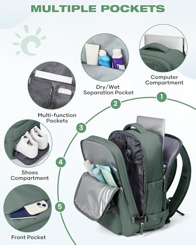Vacuum Seal Travel Backpack Built-in Pump,Air Compression System Vacuum Vacpack Backpack Travel Bag for Women Men Carry On Suitcase Luggage Laptop Airlines Approved Daypack Space Saver Bags Dark Green - color: A3-dark Green