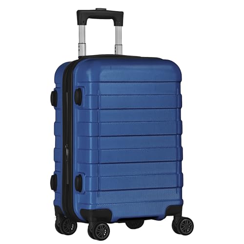 SUPER DEAL Spinner Luggage 21 Inch Hardside Expandable Suitcase Travel Carry On Luggage with 360° Swivel Wheels and Height Adjustable Handle, Blue - color: Blue