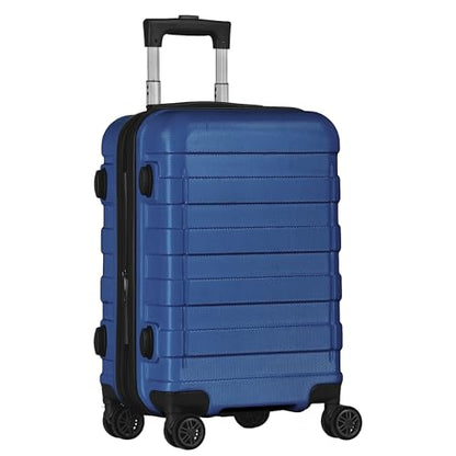 SUPER DEAL Spinner Luggage 21 Inch Hardside Expandable Suitcase Travel Carry On Luggage with 360° Swivel Wheels and Height Adjustable Handle, Blue - color: Blue