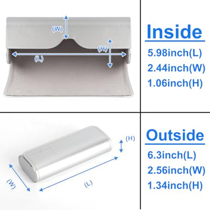 RayLove Hard Shell Glasses Case, Lightweight Leather Eyeglass Case, Travel-Friendly Sunglasses Protector for Men & Women - color: Silver