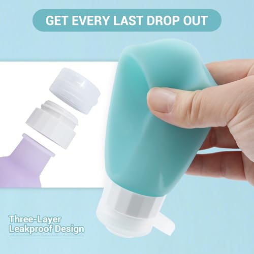 Travel Bottles Leak Proof,3 oz TSA Approved Silicone Squeezable, Refillable Containers Set for Toiletries Shampoo Conditioner Lotion - color: Multicolor