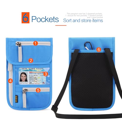 Neck Wallet Lightweight RFID Blocking Waterproof Travel Pouch Passport Wallets for Women Men - color: A-Purple