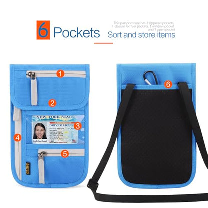Neck Wallet Lightweight RFID Blocking Waterproof Travel Pouch Passport Wallets for Women Men - color: A-Orange