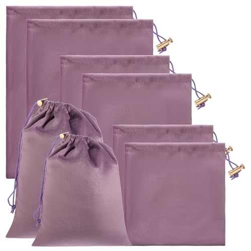 Toy Storage Bags, 6 Pcs Quality Liss Velvet Drawstring Pouch Adjustable Microfiber Toy Organizer Bags Gift Bag Foldable Ditty Bag for Women Men Toys Underwear Sunglasses Cosmetic(Purple 3 Sizes) - color: Purple Velvet