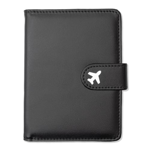 Passport Holder, Travel Wallet Cover with Pen Loop | Cute RFID Blocking Leather Case with Magnetic Closure for Travel Essentials-Black - color: S-Black