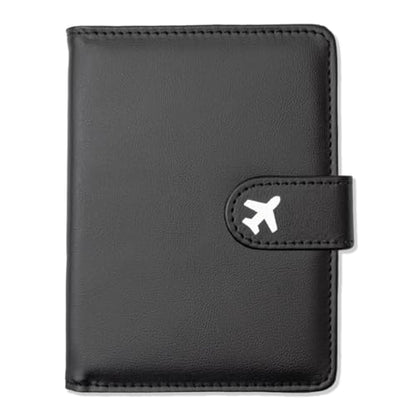 Passport Holder, Travel Wallet Cover with Pen Loop | Cute RFID Blocking Leather Case with Magnetic Closure for Travel Essentials-Black - color: S-Black