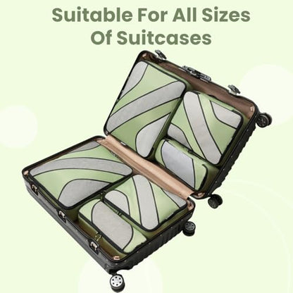 BAGAIL 6 Set Packing Cubes,Travel Luggage Packing Organizers - color: The Matcha Green, style: 6 Set