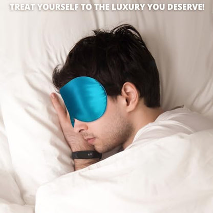 Silk Sleep Mask 100% 22 Momme Mulberry, Sleep Eye Mask for Women Men, Blackout Blindfold with Adjustable Strap, Side Sleeper Eye Cover, Soft Eyeshade Filled with Premium Mulberry Silk (Peacock Blue) - color: 22 Momme-peacock Blue