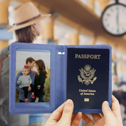 Passport Cover 2 Pack, Waterproof Leather Wallet - Dark Purple and Pink - Men, Women, Family Travel Essentials - color: Dark Purple+Pink