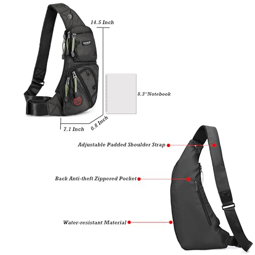 NICGID Sling Bag Chest Shoulder Backpack Crossbody Bags Casual Daypack for Men Women - color: Black