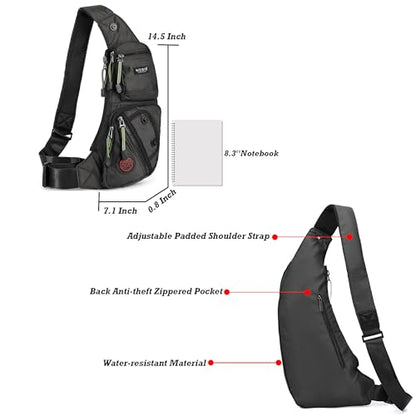 NICGID Sling Bag Chest Shoulder Backpack Crossbody Bags Casual Daypack for Men Women - color: Black